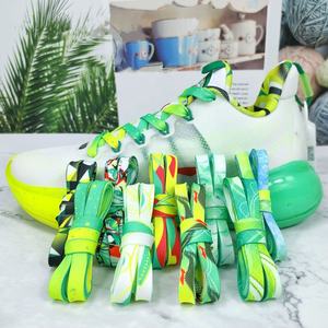 Lacci per scarpe con lacci piatti in poliestere con lacci per scarpe firmati Logo del marchio lacci per scarpe con stampa Color verde menta laccio - Product Image 2