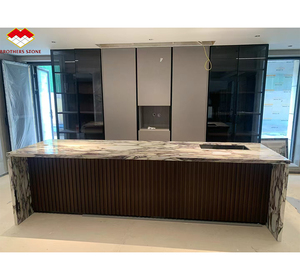 Bộ bàn ăn mặt bàn đá cẩm thạch trắng Calacatta Viola Ý hiện đại, bề mặt mài nhẵn, mặt đảo bếp vân tím - Product Image 4