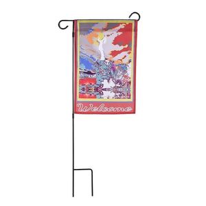 พิมพ์ธงแขวนสวนแบบพกพาผ้าลินินสองด้านสีสันสดใสตามสั่ง สำหรับตกแต่งสวน - Product Image 1