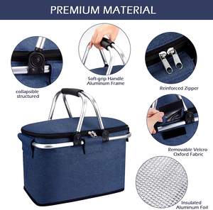 Panier de pique-nique avec sac isotherme, sac glacière portable, pliable et étanche, en aluminium, 26 l - Product Image 3