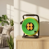 Enrouleur de câble rétractable mobile mini 4 prises UK pour jardin, rallonge de prise électrique