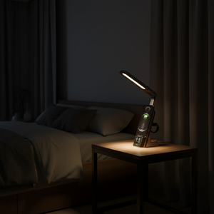 <span class=keywords><strong>Cargador</strong></span> Inalámbrico Multifuncional de Escritorio de 15W para Teléfono Móvil, Auriculares y Reloj, Base de Carga Todo en Uno con Lámpara LED y Reloj Despertador - Product Image 1