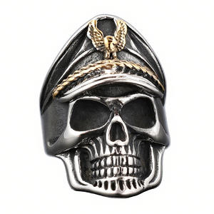 Anneaux de mode en gros de style punk, crâne, vétéran de la Seconde Guerre mondiale, marine, bijoux fins pour hommes et femmes - Product Image 6