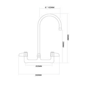 Robinet de cuisine en laiton chromé robuste à double poignée, mitigeur chaud/froid pour évier large - Product Image 2