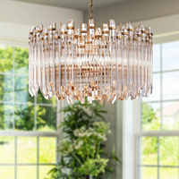 Luminaires suspendus ronds de style américain, dorés, luxueux, pour salon, salle à manger, maison moderne