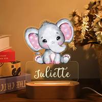 Lampe de nuit LED personnalisée pour enfants, motif animal, avec nom personnalisé, en acrylique, pour table