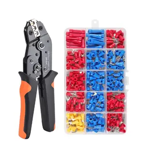 SN-02C יד לחיצה כלי 0.25-2.5mm מתכוונן Ratchat מלחץ Plier 280pcs כבל זיזי מבחר ערכת מבודד חוט מלחץ סט