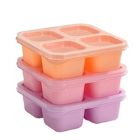 Boîte à lunch en plastique empilable à quatre compartiments, ensemble de boîtes à bento pour étudiants, récipient pour collations, compatible micro-ondes, boîte repas de voyage
