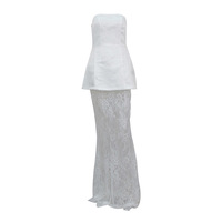 Nouvelle Collection Printemps/Été 2026 : Ensemble Femme Élégant et Minimaliste – Gilet Bustier Ajusté à la Taille et Robe Longue en Dentelle Taille Haute