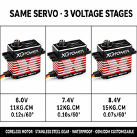 Moteurs Servo en Gros à Vendre XQ-POWER XQ-S8215D 15KG Haute Vitesse Sans Noyau Étanche pour Bras Robotique Hélicoptère 8.4V HV