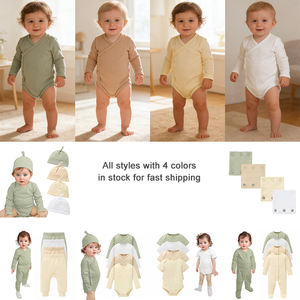 Romper Bayi Lengan Kimono Unisex Katun Organik 100% Polos dengan Logo Kustom - Product Image 5