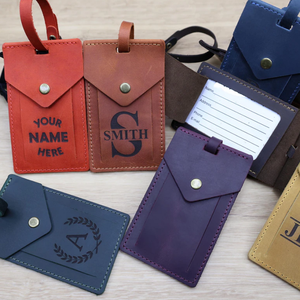 Étiquettes à bagages <span class=keywords><strong>en</strong></span> cuir personnalisées, cadeau d'affaires, étiquette à bagages, accessoires de voyage, étiquette de valise, étiquette à bagages avec fermoir - Product Image 1