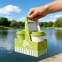 Support de transport robuste en papier kraft pour 2 gobelets avec poignée, certifié FSC, CE, FDA, BSCI, CAPR, NSF, pour boissons à emporter
