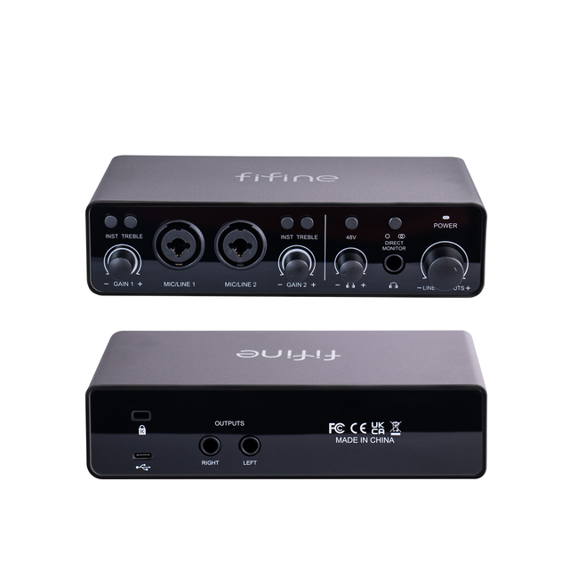 For Ampli3 24Bit 192KHz 2 Channel Music Recording Sound Card Audio Interface Noise Cancelling Support Two People Streaming