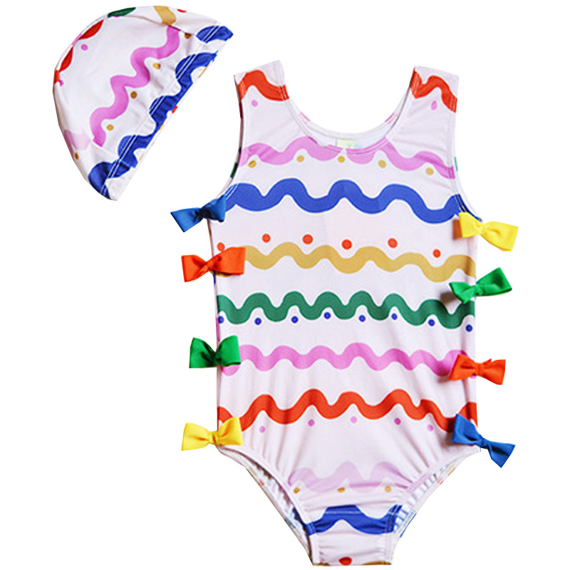 Популярный купальник для малышей в детском бикини цельный купальник свободная шапка купальник для маленьких девочек 2021