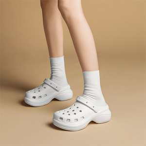 Clogs For <b>Women</b> Thick Sole Closed Toe Breathable Non Slip Odor Resistant 6cm Height Increasing Beach Sandals White <b>Black</b> Bone - Product Image 4