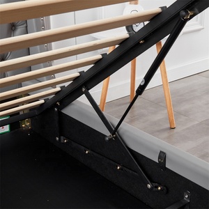 Cabecera y Piecera Modernas y Populares de Cuero Gris con Botones, Cama con Almacenamiento y Elevación a Gas de Alta Calidad, Camas Tapizadas con 30 Días de Garantía - Product Image 5