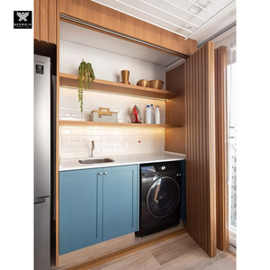 أبواب خشبية ذات شقين بتصميم حديث للمنازل أبواب لغسيل الملابس الخشبية منزلقة داخلية - Product Image 2