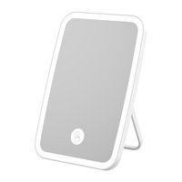 Miroir de maquillage LED de bureau à éclairage simple face, alimenté par USB, miroir de vanité compact pliable, portable pour étudiants et dortoirs, lumière de beauté