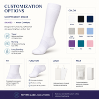 Chaussettes de compression confortables pour infirmières, marque privée, pour les détaillants de produits de bien-être, avec support pour la fourniture et l'approbation des échantillons