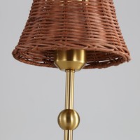 Lampe de table moderne rétro à succès, restaurant européen, abat-jour en rotin tressé, fonctionne sur batterie, LED sans fil