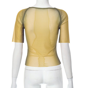 Summer Casual Short Sleeve Wholesale Lady Women Fashion <strong>Mesh</strong> <strong>Crop</strong> <strong>Tops</strong> Letter Print T-Shirt Tshirt Tees Female Women'S T-Shirts - Product Image 4