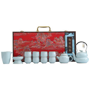 Service à thé en céramique Ru Kiln avec poignée, théière, cadeau d'affaires exquis, souvenir du Nouvel An chinois - Product Image 5