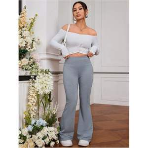 Leggings évasés taille haute personnalisés pour femmes, pantalons de yoga, pantalons de survêtement longs à pattes d'éléphant, extensibles dans les quatre sens, en coton et élasthanne - Product Image 3