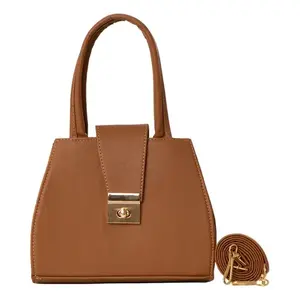 Bolso de Hombro Vintage Fana Ralsa para Mujer, Color Camel, Cuero Genuino, Cierre de Hebilla Giratoria, Estilo Ejecutivo - Product Image 1