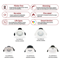 Spot encastré LED COB 5W, anti-éblouissement, étanche IP65, dimmable, homologué BS476, moderne, découpe 60MM