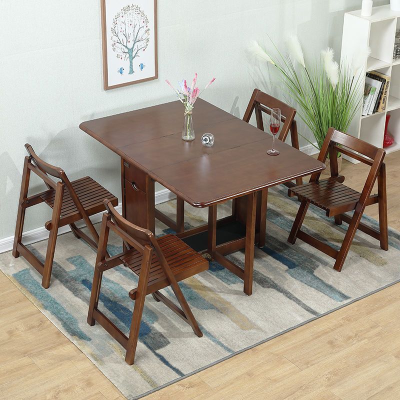 Walnut color [One table and four chairs]