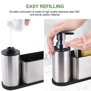 Distributeur de savon en acier inoxydable pour cuisine et support pour éponge - Product Image 6