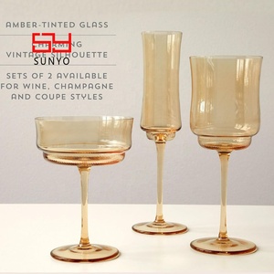 Ensemble de 2 gobelets à boire teintés de couleur ambre solide personnalisés à la main Prosecco <span class=keywords><strong>ou</strong></span> flûtes à <span class=keywords><strong>champagne</strong></span> tulipe pétillante - Product Image 6