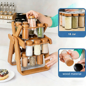 <span class=keywords><strong>Portaspezie</strong></span> <span class=keywords><strong>Girevole</strong></span> in <span class=keywords><strong>Legno</strong></span> Premium - Organizzatore Rotante per 18 Barattoli di Condimenti per Piano di Lavoro della Cucina - Product Image 1