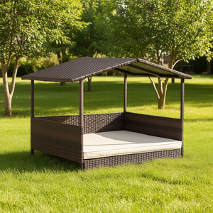 Casa para Perros de Mimbre para Exteriores con Techo Resistente a la Intemperie, Muebles para Mascotas de Gran Tamaño para Uso en Exteriores - Product Image 2