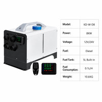 Chauffage de stationnement diesel horizontal tout-en-un KD-W-D8 8KW 12V 24V avec réservoir de carburant intégré de 5L, 10,6KG, pour camion, camping-car, fourgonnette