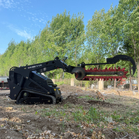 Chargeuse compacte chenillée chinoise Derette V1000, moteur diesel 25 CV, avec accessoire de tranchage pour usage agricole
