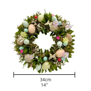 Easter Gift 2024 Party Supplies Butterfly Mushroom Ornaments Artificial Eggs Wreath Easter Wreath Home Decor