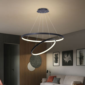 Candelabros circulares de metal Decoración para el hogar Iluminación colgante Minimalista Negro Lámpara colgante Isla de cocina - Product Image 4