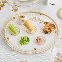 Plateau de Seder en Lucite avec accents dorés de luxe, plateau de service moderne en acrylique transparent pour Pessa'h, inspiré du plateau de Seder