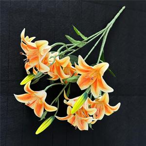 <span class=keywords><strong>Fleur</strong></span> artificielle en gros de 58 cm, lys à 9 têtes en PU, décoration de fond, fleurs en soie, bouquet de lys Calla - Product Image 3