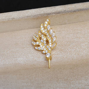 Base de Plata S925 para Colgante de Hoja, Accesorio DIY para Joyería de Perlas, Base de Colgante de Alga Marina 10-14, JG5951, Dijes Semiterminados Encantadores - Product Image 4