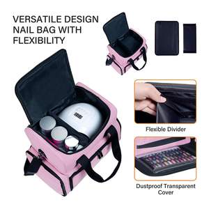 Free Sample Relavel Large <b>Makeup</b> Bag Organizer with Brush <b>Holder</b> Toiletry Bag for Women Waterproof Lining High Dividers - Product Image 1