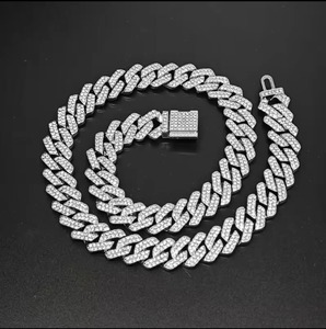 Premium Quality Moissanite Cuban Link Chain <b>Necklace</b> With Sparkling Stones <b>For</b> <b>Men</b> And Women Available At Best Market Price - Product Image 3