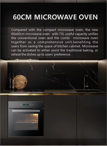 <span class=keywords><strong>Horno</strong></span> <span class=keywords><strong>Microondas</strong></span> Eléctrico Empotrable <span class=keywords><strong>de</strong></span> Vidrio Negro con Grill, 60 cm, 73 L <span class=keywords><strong>de</strong></span> Capacidad, Control Táctil Completo <span class=keywords><strong>para</strong></span> Uso en Hoteles <span class=keywords><strong>y</strong></span> Hogares - Product Image 2