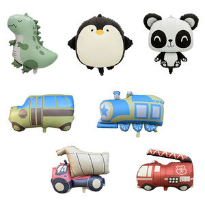 Mate camión de bomberos tren transportador globo de papel de aluminio dibujos animados pingüino ballena dinosaurio decoraciones de <span class=keywords><strong>fiesta</strong></span> de cumpleaños para niños en edad escolar - Product Image 1