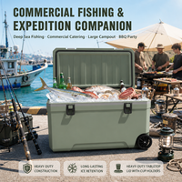Glacière Commerciale Géante à Roues 120L, Glacière Robuste Grande Capacité avec Poignée de Transport, Isolation en Mousse PU pour la Pêche et le Camping