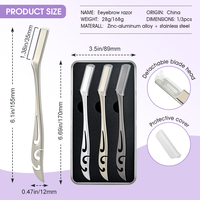 Tondeuse à sourcils en alliage de zinc pour femmes avec poignée en métal, outil de maquillage à lame importée remplaçable