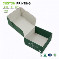 Boîte d'expédition pliable mate écologique en carton ondulé vert personnalisé, imperméable, avec motif feuille en relief, pour la vente en gros