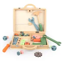 Caja de herramientas multifunción para niños, juguete de madera de imitación para montar, colorido, respetuoso con el medio ambiente, educativo, portátil, gran oferta
